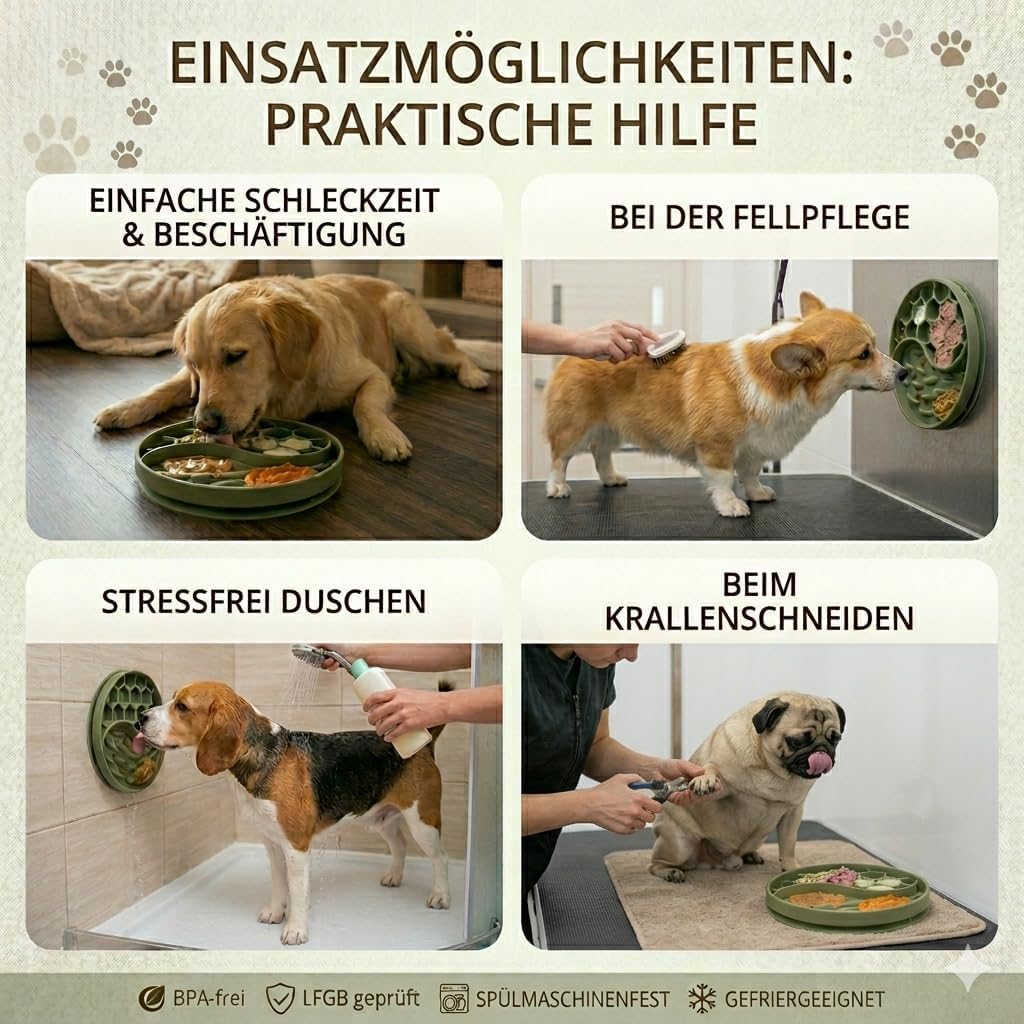 2-in-1 Anti-Schling-Napf & Leckmatte |Die Life‑of‑Pacco Schleck‑ & Feeder‑Matte verwandelt jede Fütterung in einen Moment purer Ruhe
