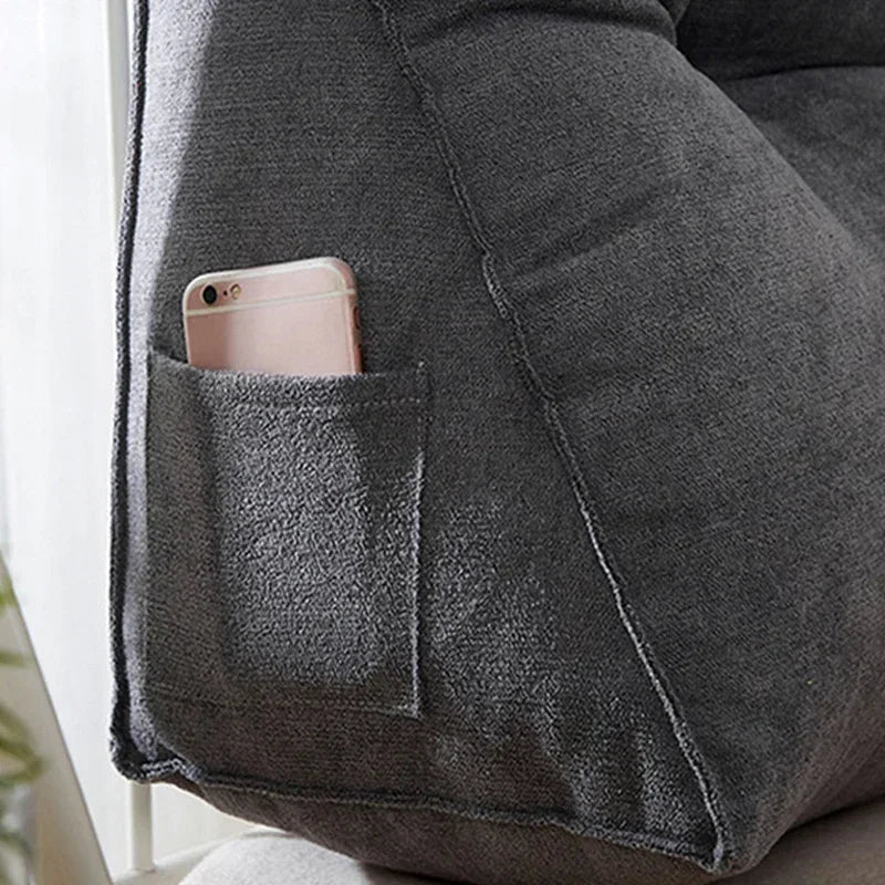 🛋️ Lesekissen mit Kopfstütze – Dreieckiges Lendenstützkissen, Plüsch-Rückenkissen für Sofa, Bett & Sessel, ergonomische Rücken- und Taillenstütze, abnehmbar & waschbar