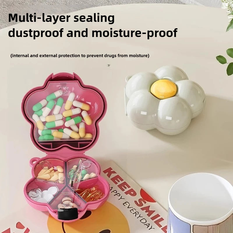 Portable, versiegelte, multifunktionale Pillenbox, Mini-Blumen-Edition
